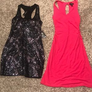 Express Black Sequin Mini Dress and Pink Dress